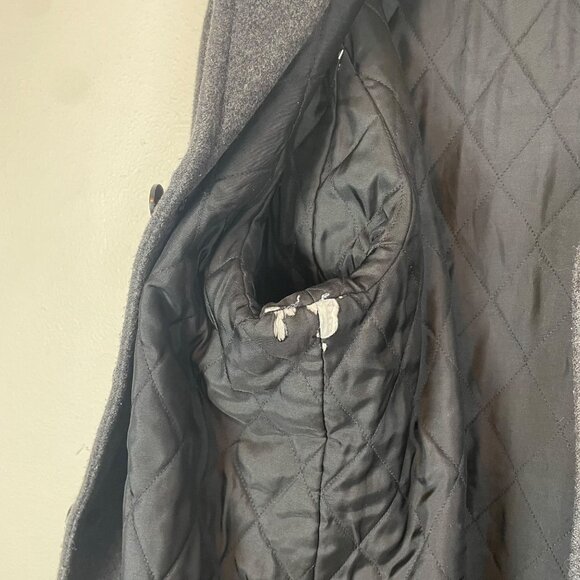 J. Crew Men's L Gray Charcoal Wool Blend Classic‎ University Peacoat Overcoat - Picture 6 of 8